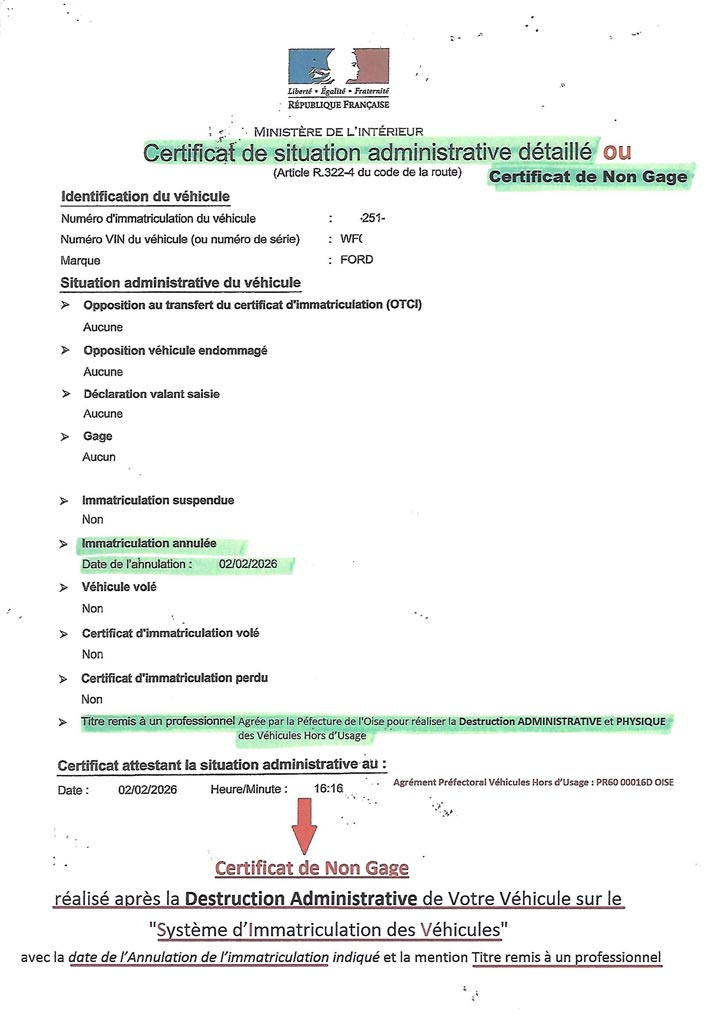 Certificat de situation administrative détaillé